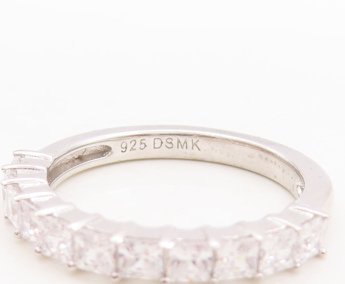 925 Sterling Silver Vintage Ring Minimalist Two Tone CZ Stackable  Sz 7  RG29470