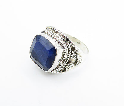 925 Sterling Silver  Sapphire Shiny Rope Twist Cocktail Ring Sz 8  RG7895
