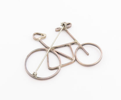 MEXICO 925 Sterling Silver  Vintage Bicycle Motif Smooth Brooch Pin  BP8768