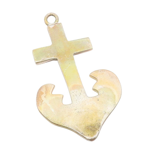 925 Sterling Silver Vintage Pendant Nautical Anchored Religious Cross  PT25725