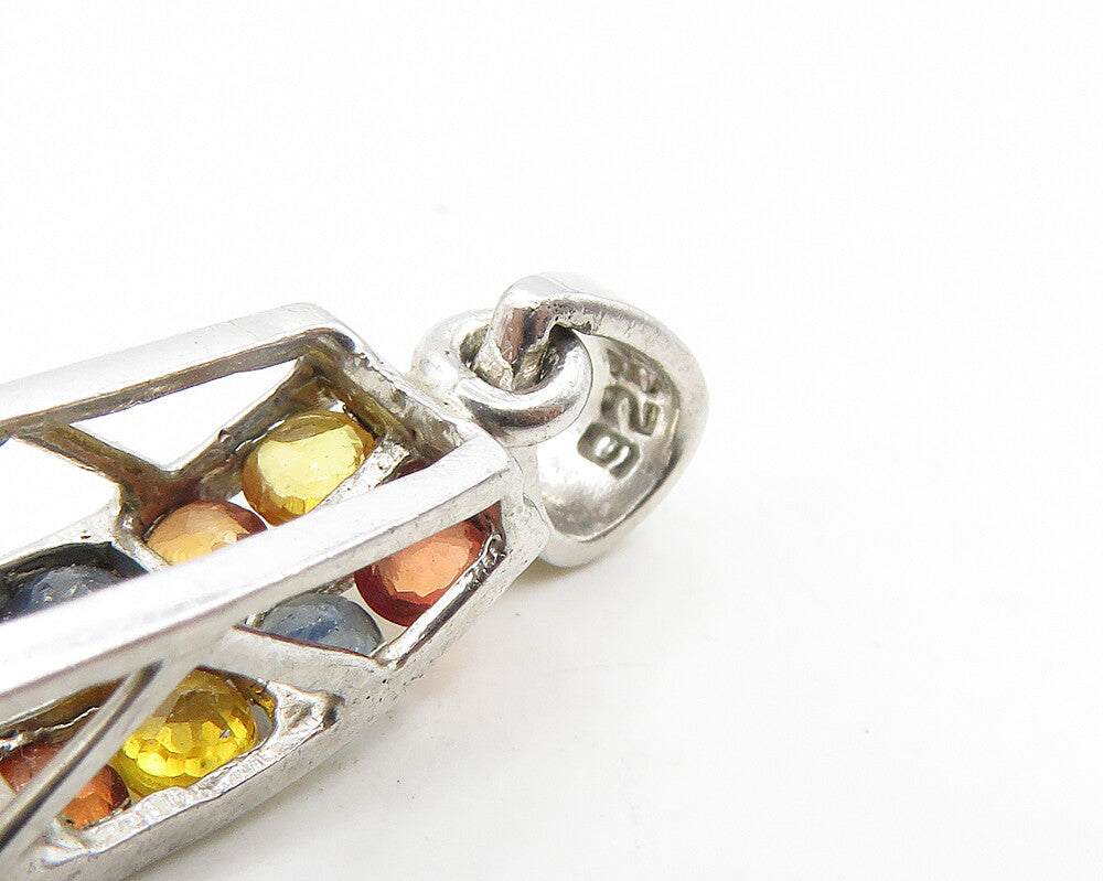 925 Sterling Silver Petite Multi Color Topaz Shiny Dome Pendant PT14943
