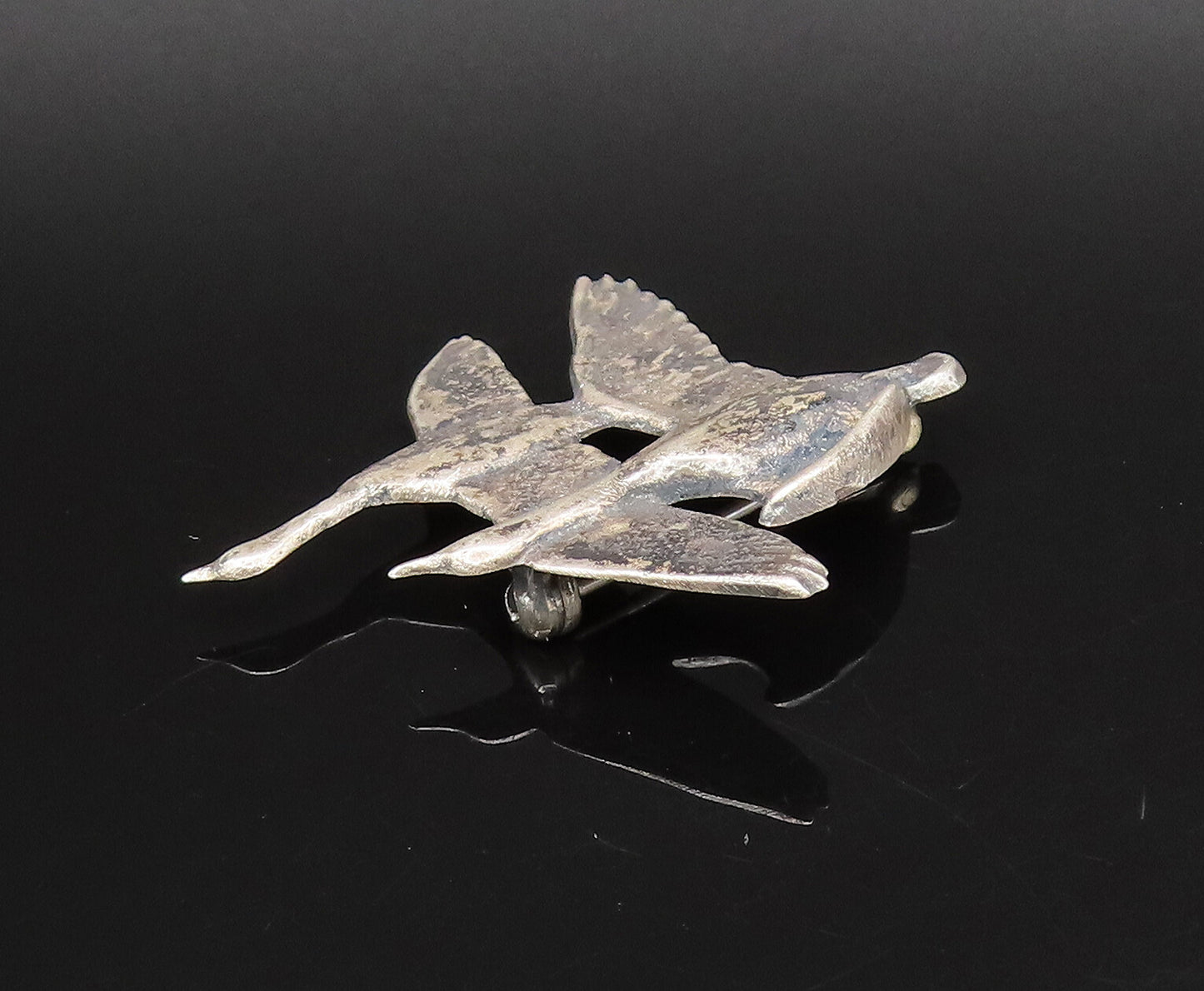 DESIGNER 925 Silver  Vintage Antique Two Birds Flying Brooch Pin  BP10019