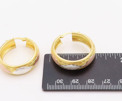 925 Sterling Silver Vintage Earrings Gold Plated Diamond Design Carved  EG13190