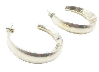 925 Sterling Silver  Vintage Shiny Hollow Smooth J Hoop Earrings  EG7224