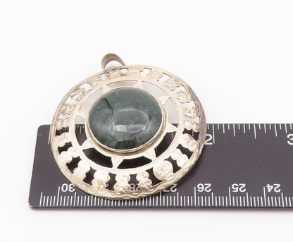 925 Sterling Silver Vintage Brooch Cabochon Gemstone Cutout Sun  BP11676