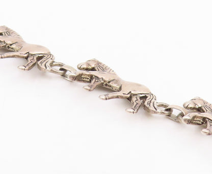 925 Sterling Silver Vintage Bracelet GLENN SANDOVAL NAVAJO Horse Link  BT11830