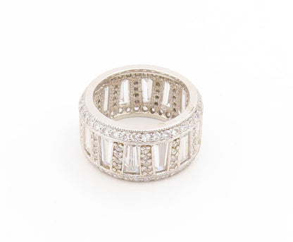 925 Sterling Silver Vintage Ring CZ Channel Set Eternity Band  Sz 6  RG33978