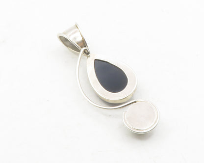 DDD MEXICO 925 Silver  Vintage Faceted Hematite & Pearl Swirl Pendant  PT9607