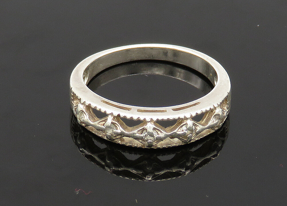 AVON 925 Silver  Vintage Topaz Diamond Shape Pattern Band Ring Sz 8  RG20756