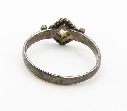 925 Sterling Silver  Vintage Cubic Zirconia Dark Tone Band Ring Sz 6  RG15166