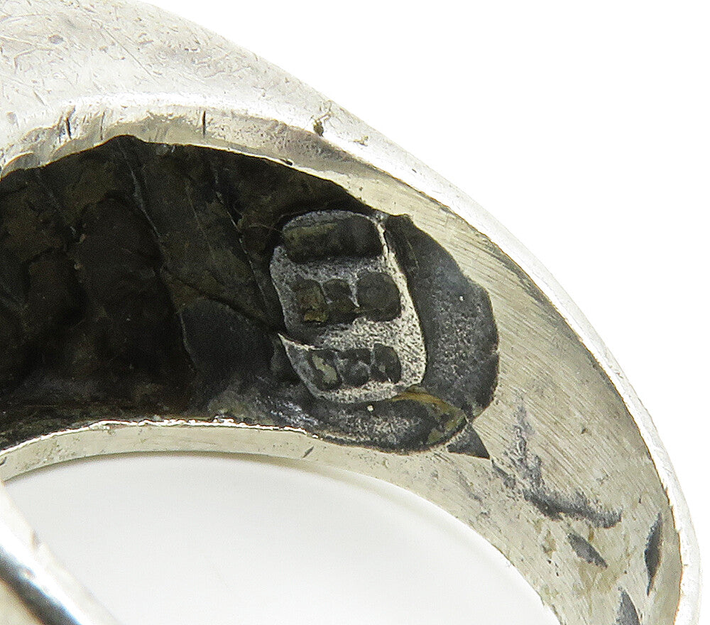 925 Sterling Silver  Vintage Shiny Slanted Dome Band Ring Sz 8  RG14848