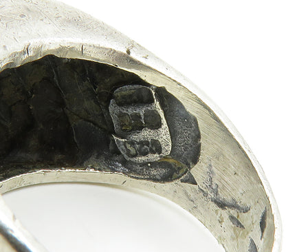925 Sterling Silver  Vintage Shiny Slanted Dome Band Ring Sz 8  RG14848