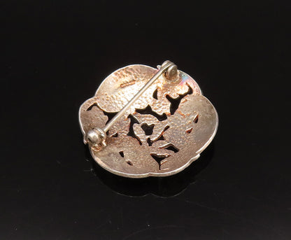 T.J.H IRELAND 925 Silver  Vintage Openwork Carved Dome Brooch Pin  BP10082