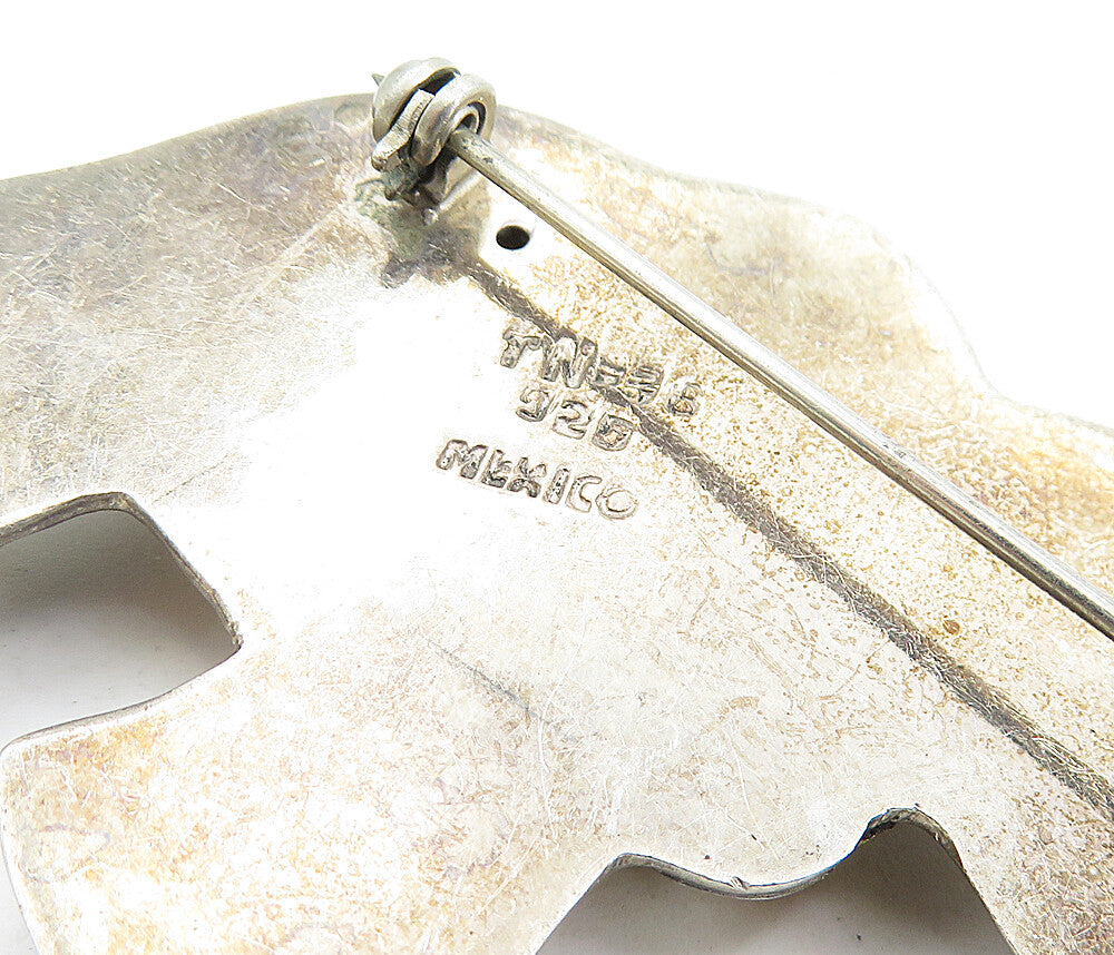 MEXICO 925 Sterling Silver  Vintage Two Tone Elephant Motif Brooch Pin  BP2103