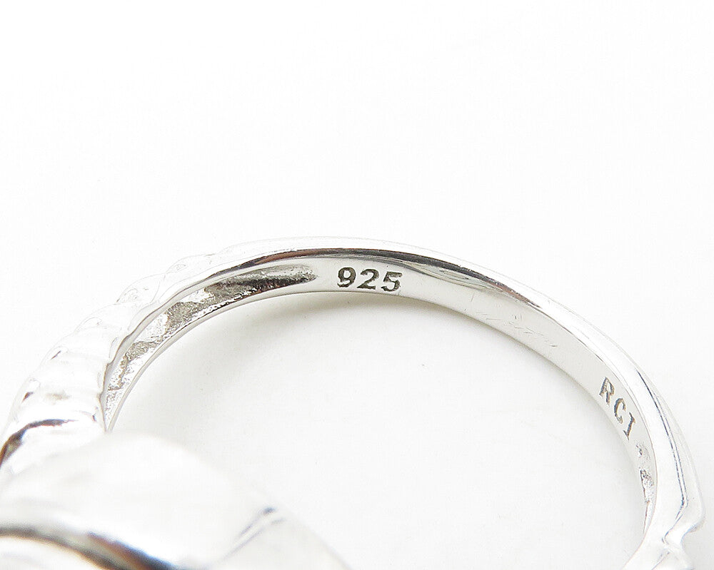925 Silver   Vintage Black Crystal & Cubic Zirconia Band Ring Sz 7  RG19433