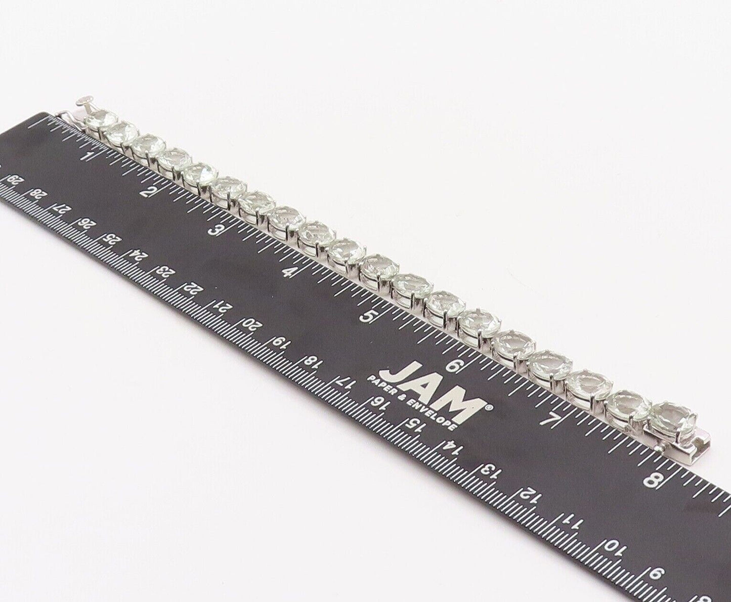 925 Sterling Silver Vintage Bracelet Oval Green Amethyst Tennis Bracelet BT10763