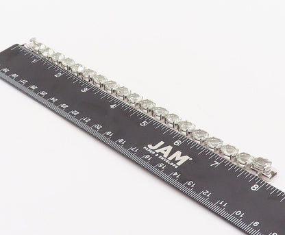 925 Sterling Silver Vintage Bracelet Oval Green Amethyst Tennis Bracelet BT10763
