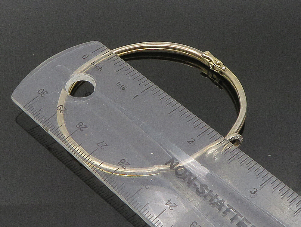 925 Sterling Silver  Vintage Cubic Zirconia Accent Thin Bangle Bracelet BT1338