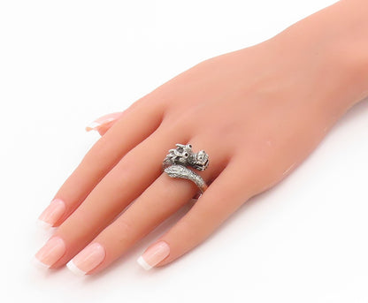 925 Sterling Silver Vintage Ring Chinese Dragon Motif Band  Sz 10.5  RG36223