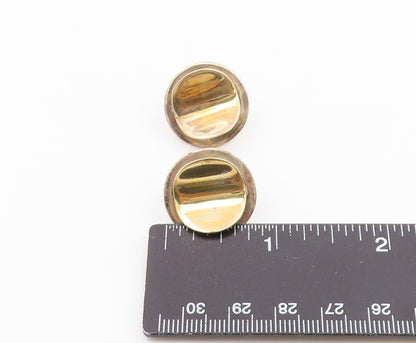 14k Gold & 925 Sterling Silver Vintage Earrings Geometric Disc Studs  EG14473