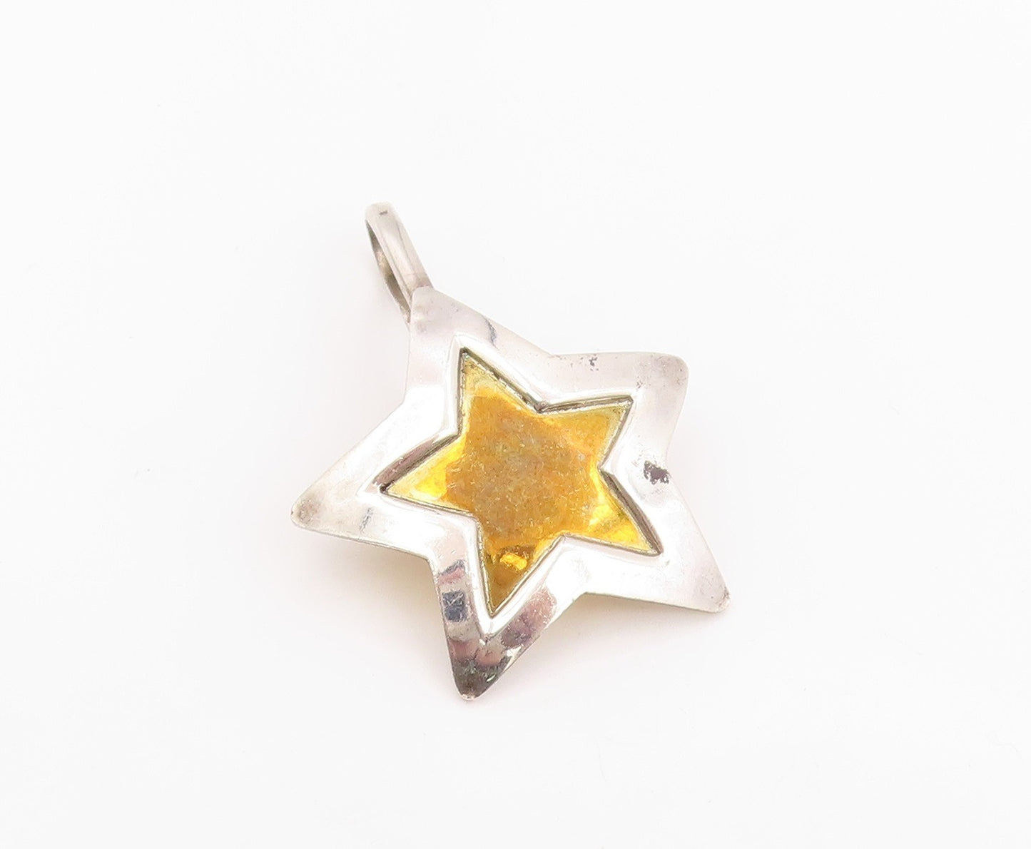 925 Sterling Silver Vintage Pendant Modernist Two Tone Celestial Star  PT26145