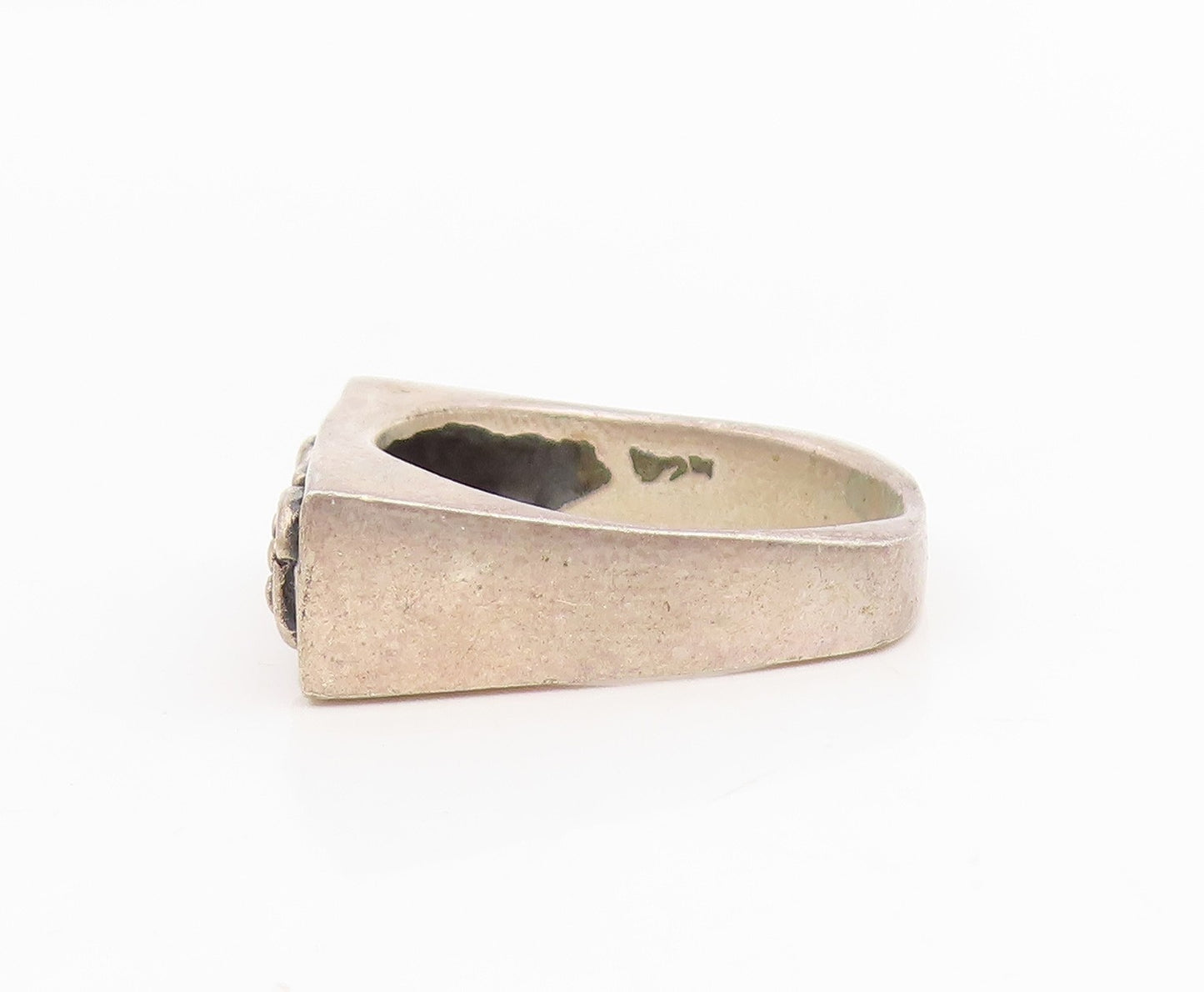 925 Sterling Silver Vintage Ring Intricate Geometric Floral Band  Sz 8  RG34853