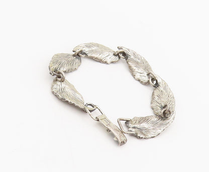 NAPIER 925 Silver  Vintage Antique Leaf Stancil Cut Link Bracelet  BT9957