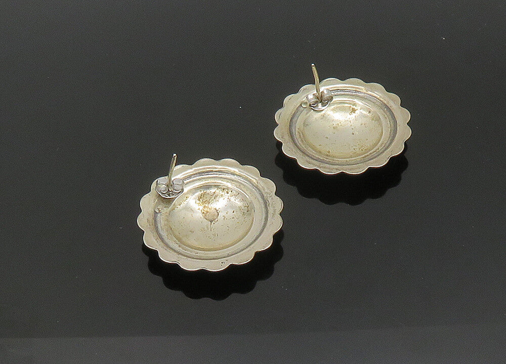 925 Sterling Sterling Silver Vintage Floral Dome Drop Earrings EG10789