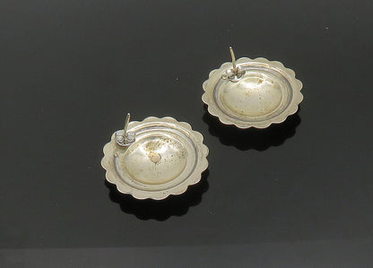 925 Sterling Sterling Silver Vintage Floral Dome Drop Earrings EG10789