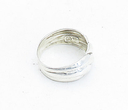 SHUBE 925 Sterling Silver  Vintage Shiny Fluted Swirl Band Ring Sz 8.5  RG4605