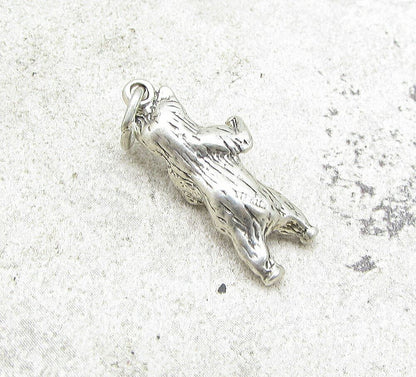 925 Sterling Silver Sculpted Bear 3D Charm Pendant  PT1059
