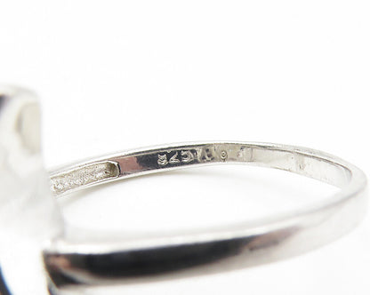925 Sterling Silver  Sparkling Topaz Love Hearts Band Ring Sz 9  RG10737