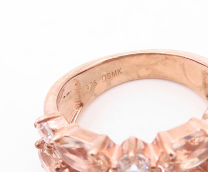 925 Sterling Silver Vintage Ring Rose Gold Plated Morganite & Topz Sz 7  RG30380