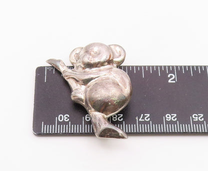 MEXICO 925 Sterling Silver  Vintage Shiny Hollow Koala Bear Brooch Pin  BP8630