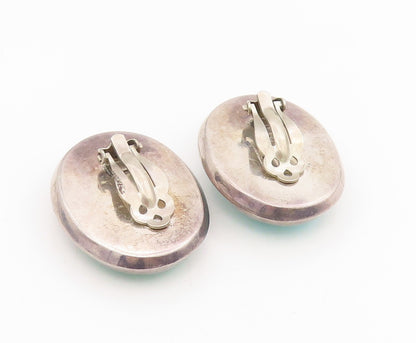 925 Sterling Silver Vintage Earrings ZINA Cabochon Turquoise Clip On  EG13951