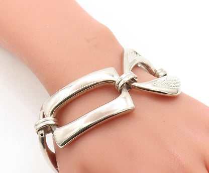 925 Sterling Silver  Vintage Crystal Encrusted Large Chain Bracelet  BT1797