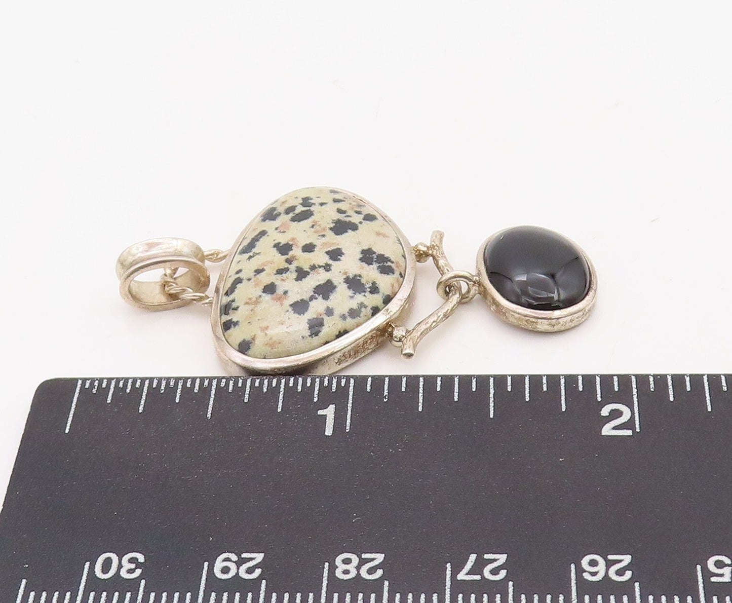 925 Sterling Silver Vintage Pendant WHITNEY KELLY Onyx And Marble  PT23543