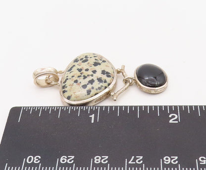 925 Sterling Silver Vintage Pendant WHITNEY KELLY Onyx And Marble  PT23543