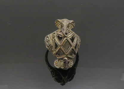 SARDA 925 Sterling Silver Vintage Elephant's Head Swirl Band Ring Sz 8 RG19958