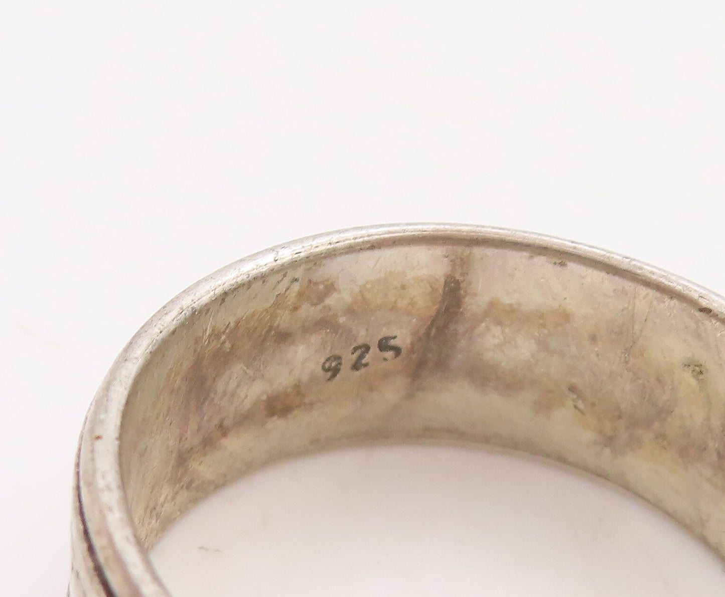 925 Sterling Silver Vintage Ring Solid Round Design Carved  Sz 12  RG31697