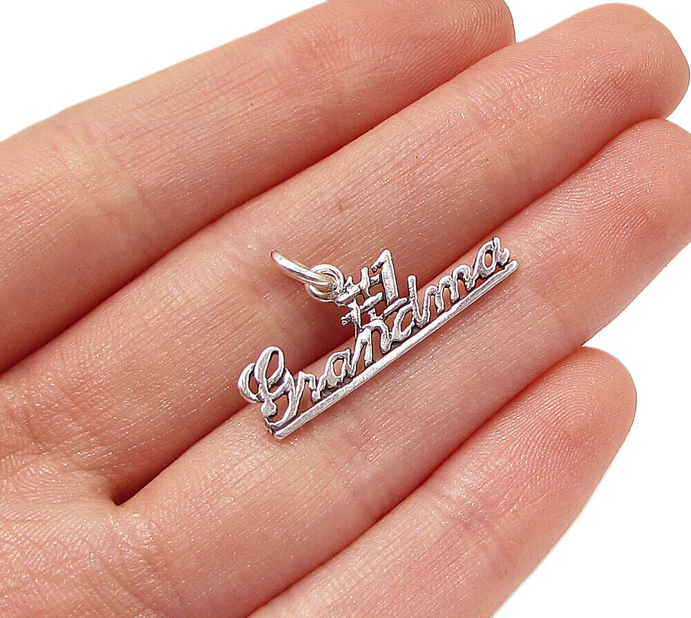 925 Sterling Silver  Vintage Number 1 Grandma Charm Pendant  PT1889