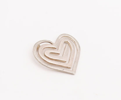 925 Sterling Silver Vintage Pendant Cutout Spiral Love Heart PT23434