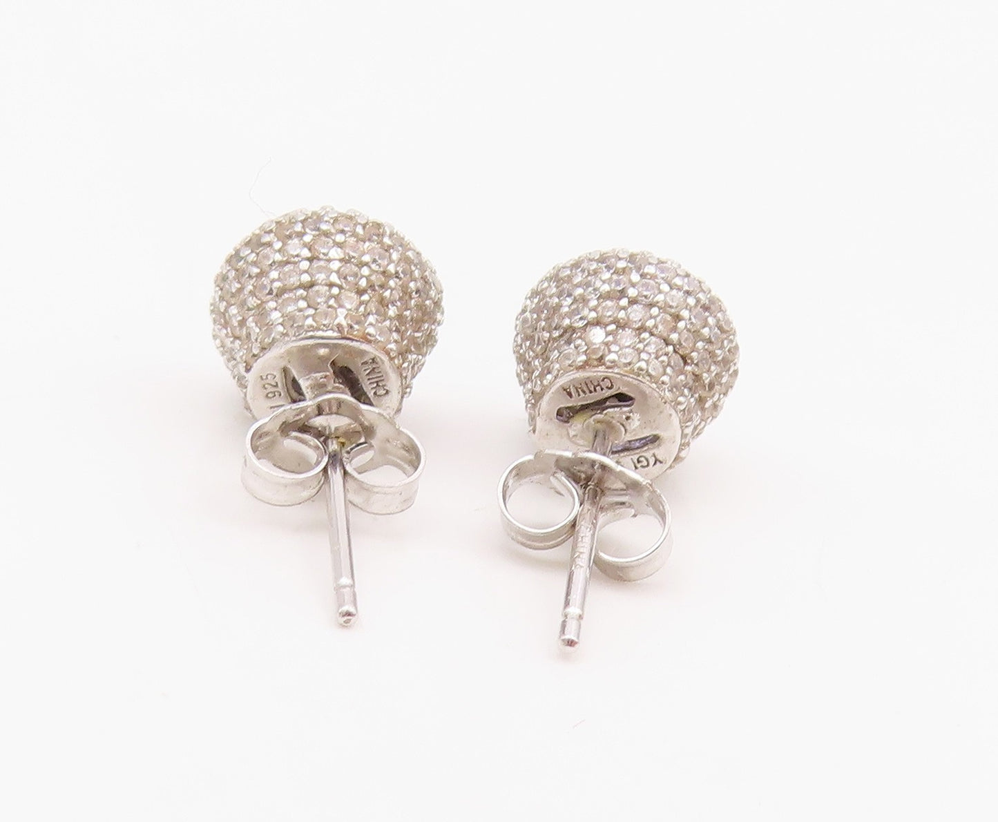 925 Sterling Silver Vintage Earrings Round Blue Halo White Topaz Studs  EG13643