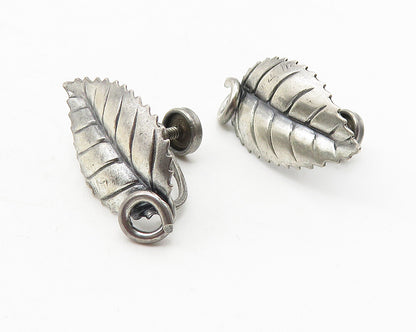 925 Sterling Silver  Vintage Floral Leaf Motif Non Pierce Drop Earrings EG5906