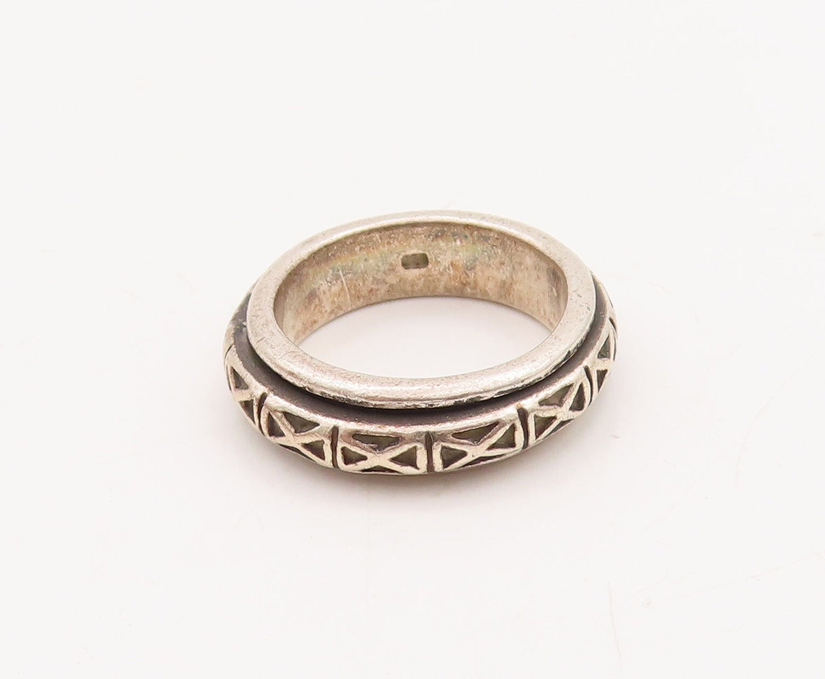 925 Sterling Silver Vintage Ring Minimalist Solid Carved 'x'   Sz 5.5  RG29097