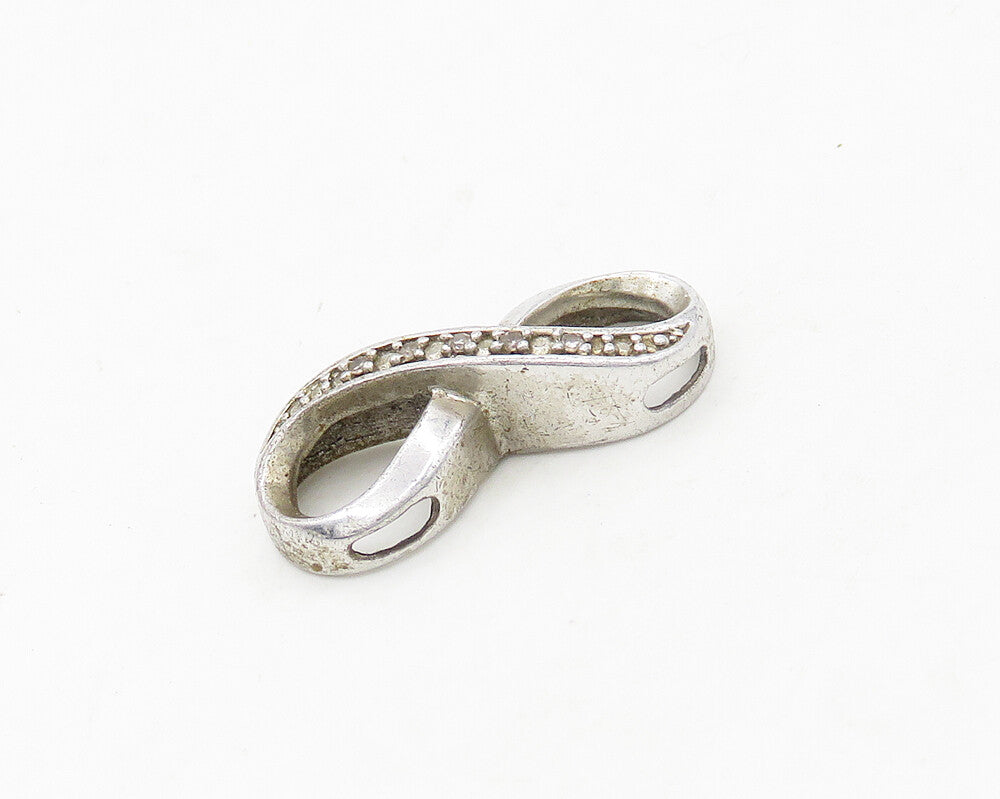 925 Sterling Silver  Vintage Genuine Diamonds Infinity Loop Pendant  PT15150
