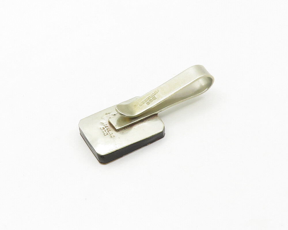 925 Sterling Silver  Vintage Smooth Three Tone Animal Scene Tie Clip  TR2315
