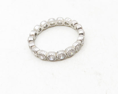 925 Sterling Silver  Shiny Petite Cubic Zirconia Eternity Ring Sz 6  RG9988