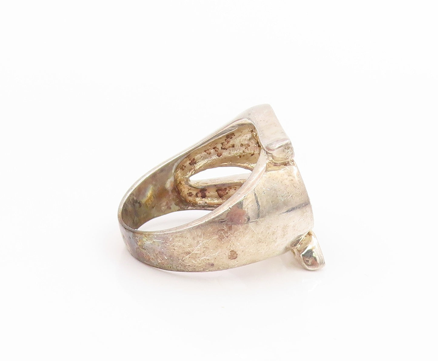 925 Sterling Silver Vintage Ring Spinel Coiled Serpent Swirl  Sz 10  RG34541
