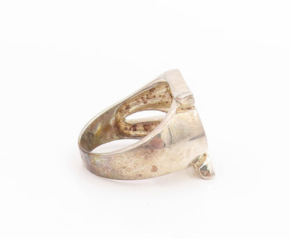 925 Sterling Silver Vintage Ring Spinel Coiled Serpent Swirl  Sz 10  RG34541